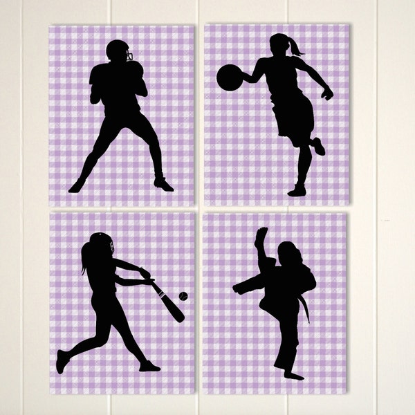 Girls karate wall art, girls basketball wall art, football wall art, softball girl room decor, girls wall art, custom colors