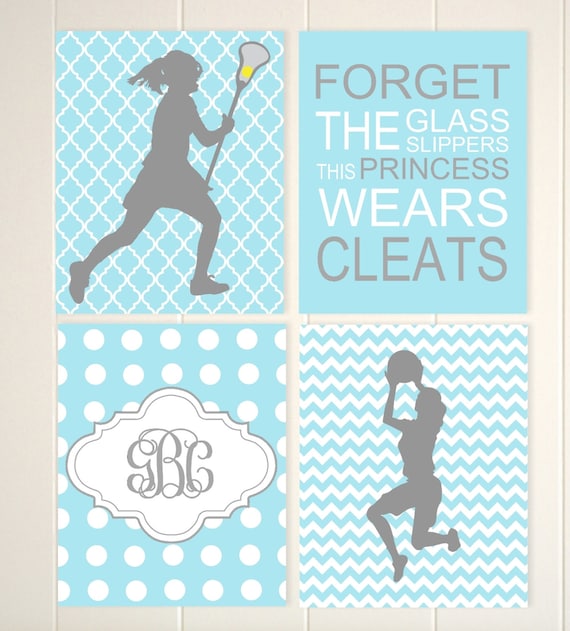 Monogram, Girls Lacrosse Wall Art, Girls Basketball Wall Art, Girls Sports  Art, Girls Quotes Art, Inspirational Girls Art, Set of 4 