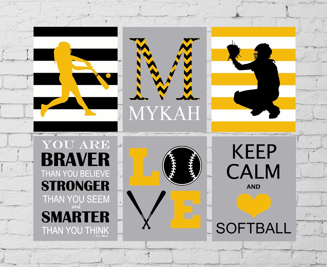 Softball Wall Art Softball Room Wall Decor Softball Batter Etsy