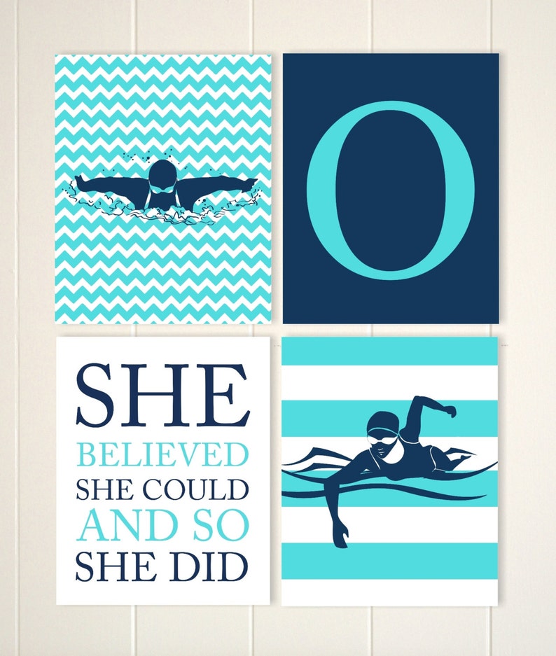 Girls Gift Idea Girls Wall Art Swimmer Wall Art Swimming Etsy