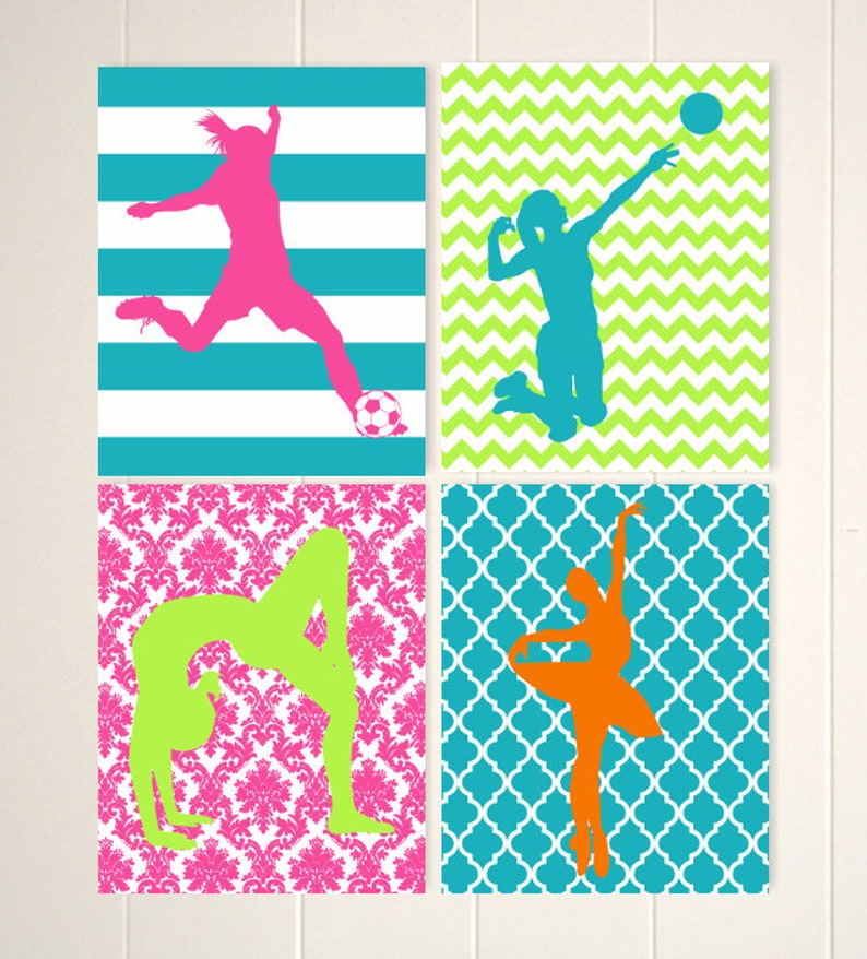 Pre Teen Girls Wall Art Tumbling Wall Art Soccer Girls Art Etsy
