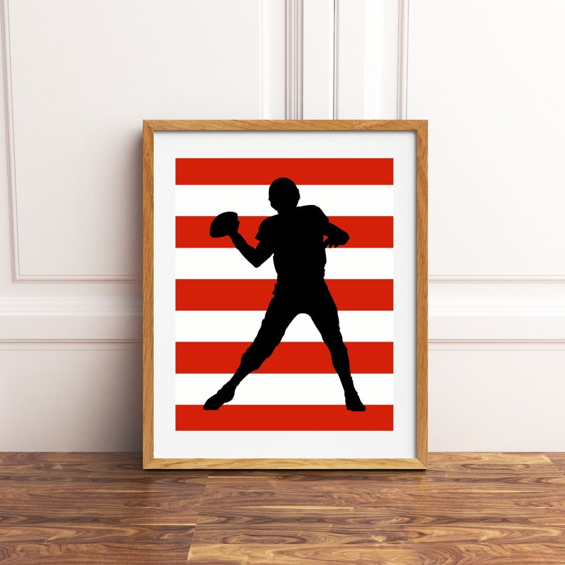 Football Wall Art Teen Boys Art Sports Art Boys Wall Art Etsy