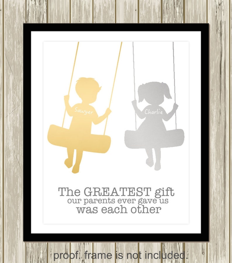 Personalized kids art brother and sister wall art siblings Etsy