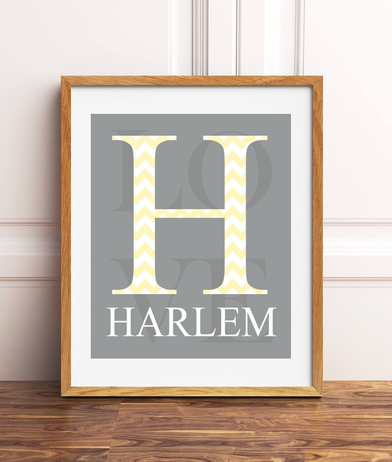 Baby Monogram Wall Art Baby Name Wall Art Baby Boy Nursery Etsy