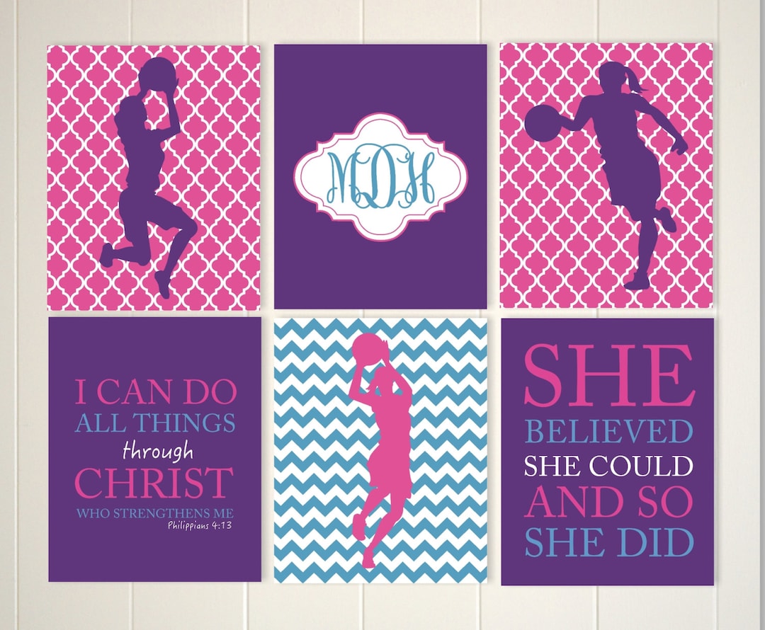 Basketball Girl Wall Art Basketball Room Decor Basketball Etsy