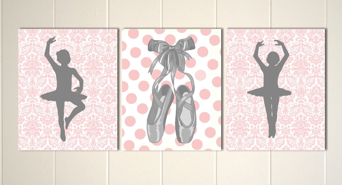 Little Ballerina Nursery Art Pink Grey Nursery Polkadot Etsy
