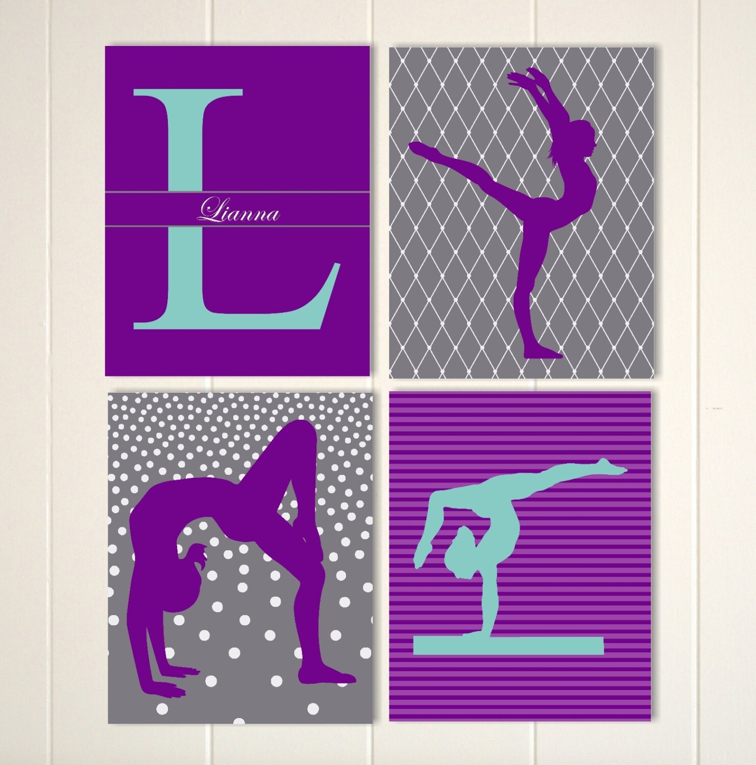 Girls wall art gymnastics wall art gymnast monogram wall Etsy