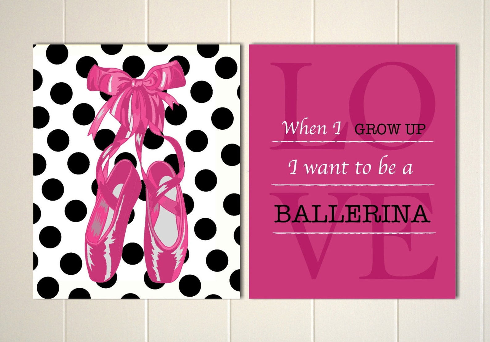 girls ballerina art, girls wall art, ballerina room wall art, ballet shoes, polka dot, pre teen girls room, girls posters, set o