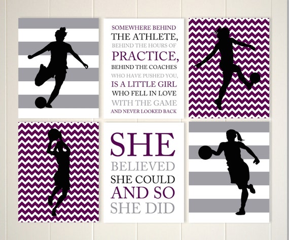 Girls Lacrosse Wall Art, Girls Soccer Wall Art, Girls Sports Art, Girls  Room Decor, Girls Quotes Art, Inspirational Girls Art, Set of 4 