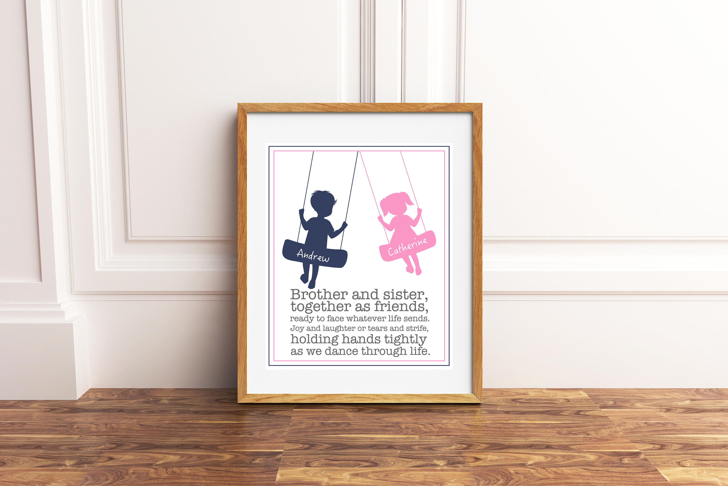 Kids playroom wall decor brother and sister wall art Etsy