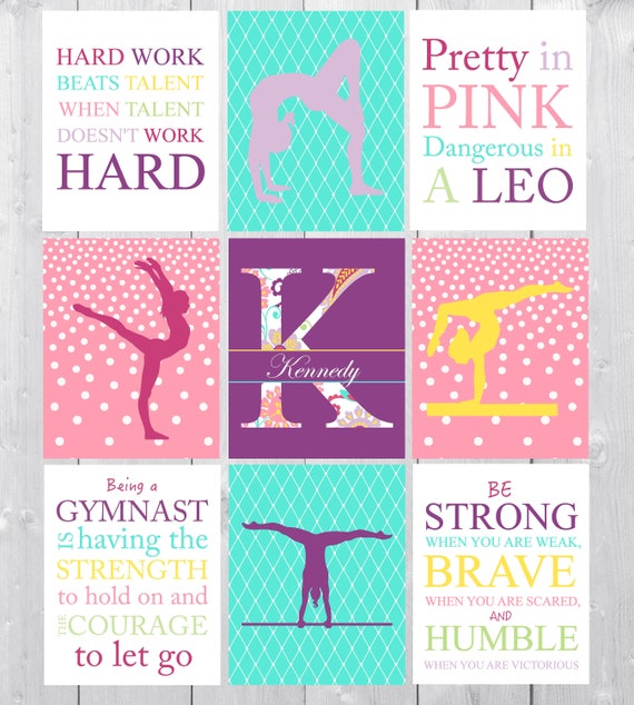 Gymnastics Art, Girls Room Decor, Gift for Her, Gymnastics Gifts,  Inspirational Gymnastics Quotes, Monogramed Gift, Girls Quotes Art -   Canada
