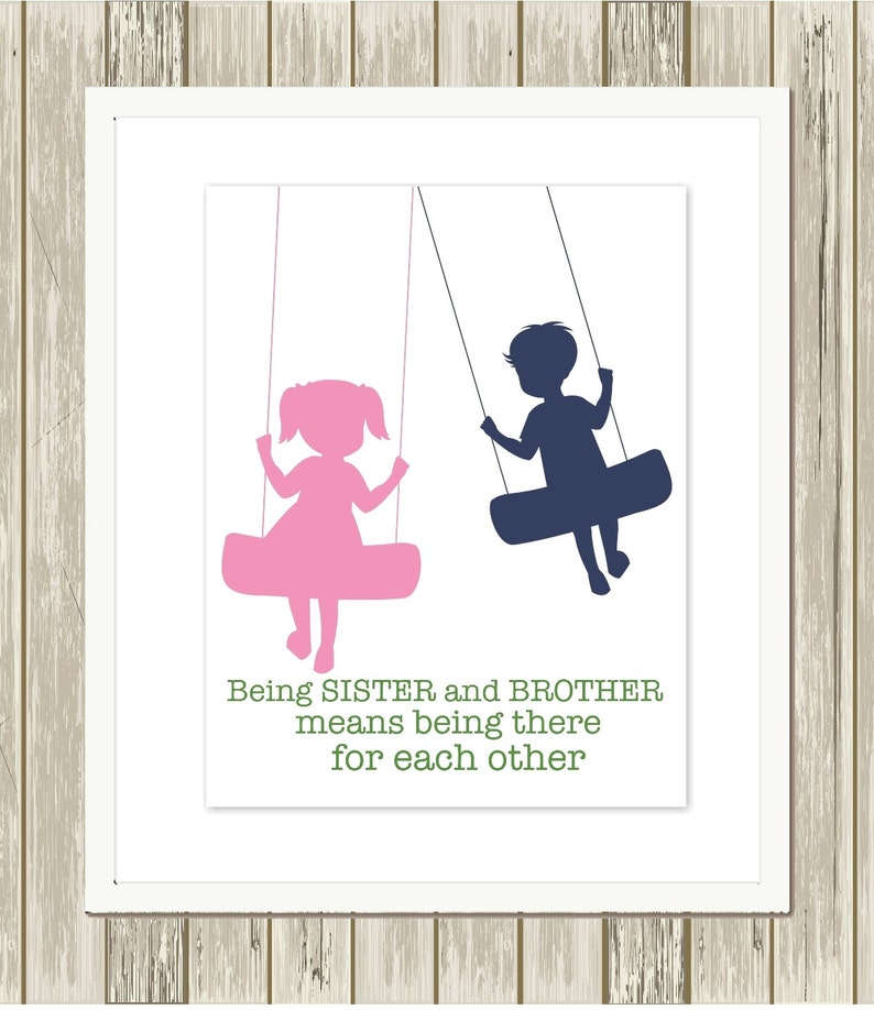 Brother and Sister Wall Art Siblings Art Shared Room Decor. - Etsy