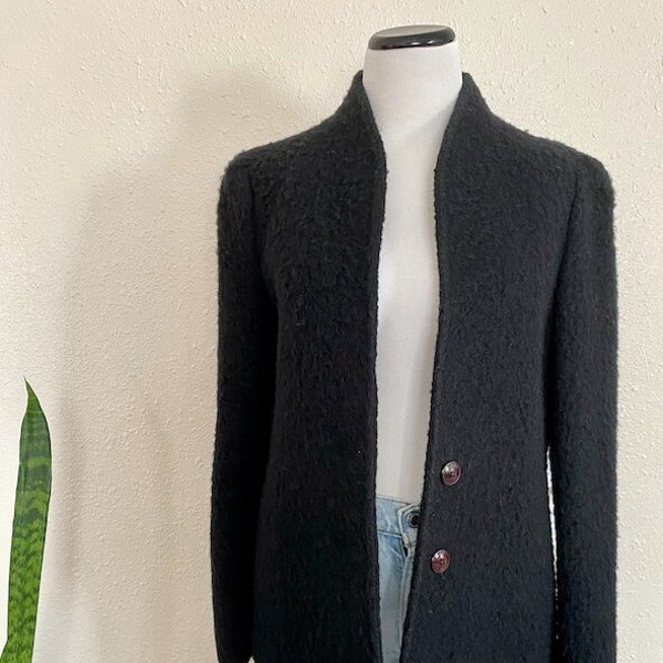 Vintage 1970's/1980's Steven Forstmann Wool Tailored Two Button Top Coat ILGWU Made In USA Ladies Wool Blazer Car Coat Size XS/S