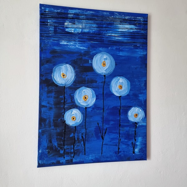 Abstraktes Blumen Bild Malerei Acrylmalerei Acrylfarben Moderne Kunst Wandbild Handgemalt