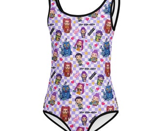 Kpop Demon Hunters Huntrix Kids Swimsuit | All-Over Print UPF 50+ Swimwear