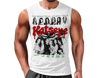 KATSEYE K-Pop Grafik Tank Top - Muskel-T-Shirt aus reiner Baumwolle, All Over Print Sommerweste