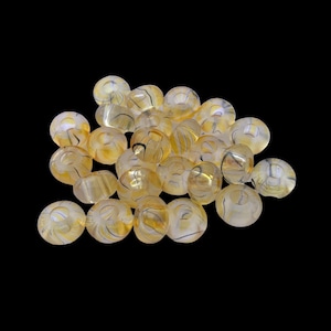 Pack of 25 Light Yellow Glass Euro Beads With Black Swirls