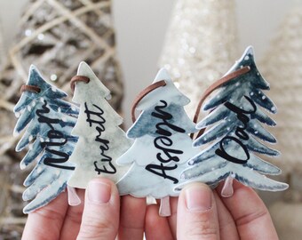 Etiqueta personalizada para calcetín navideño de acuarela: Adorno de acrílico con nombre familiar