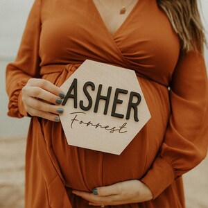 Custom Baby Name Sign: Laser Cut Hexagon Birth Announcement