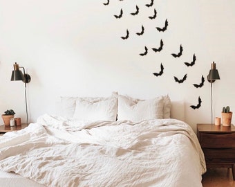 Laser Cut Wooden Bats: Halloween Wall Decor, Set of 11
