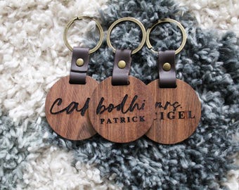Llavero de madera personalizado, etiqueta con nombre grabada, regalo para profesores