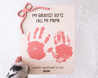 MOTHER'S DAY GIFT Mother's Day kid craft Grandparent gift Kids Handprint Gift for Mom Handprint Craft Greatest Gifts call me Mama Bow Sign