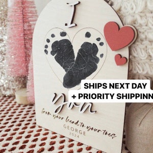 Baby's first Valentines Day footprint sign, Newborn footprint keepsake, My first Valentines Day, Valentines Gift for wife, kids craft