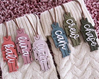 Etiqueta personalizada para media navideña de Cascanueces: nombre acrílico pintado a mano