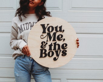 You, Me, and the boys 18 inch round | Interior Trends | Living room wall art