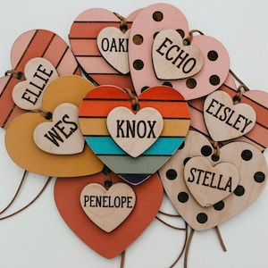 Engraved Valentine's Day Heart Tag: Custom Kid's Gift Basket Charm