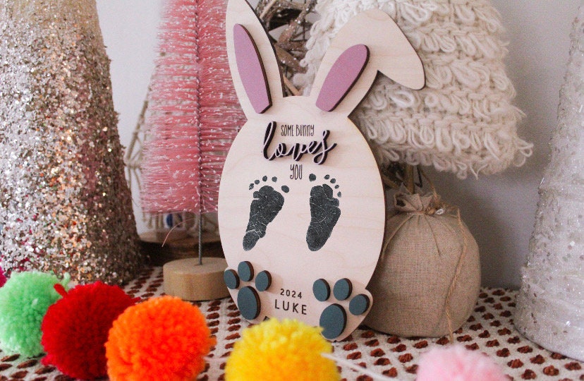 Easter footprint keepsake, Kids Easter Craft, some bunny loves you sign, First Easter Keepsake, Easter footprint sign