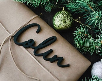 Etiqueta de regalo de madera cortada con láser: Etiqueta para calcetín navideño