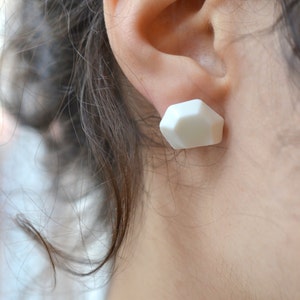 White Lena. Faceted porcelain earrings.