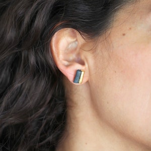 Bars. Porcelain and gold earrings. Ceramic jewelry. image 3