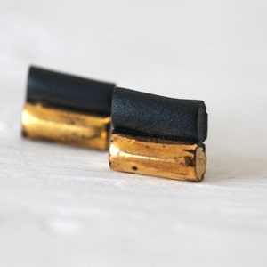 Bars. Porcelain and gold earrings. Ceramic jewelry. image 4