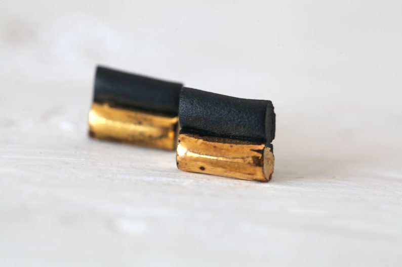 Bars. Porcelain and gold earrings. Ceramic jewelry. image 4