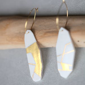 Eman. Earrings in Limoges porcelain and gold. Ceramic jewelry image 8