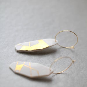 Eman. Earrings in Limoges porcelain and gold. Ceramic jewelry image 6