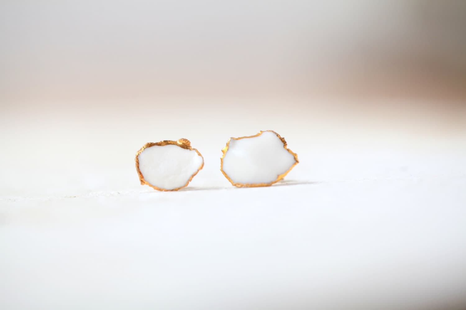 Seine. Limoges porcelain and gold earrings. Ceramic jewelry.