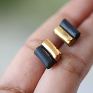 Bars. Porcelain and gold earrings. Ceramic jewelry. image 2