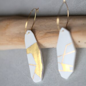 Eman. Earrings in Limoges porcelain and gold. Ceramic jewelry image 5