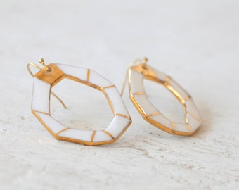 Atoyac. Faceted earrings in Limoges porcelain and gold