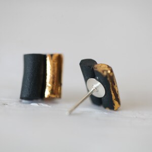 Bars. Porcelain and gold earrings. Ceramic jewelry. image 5