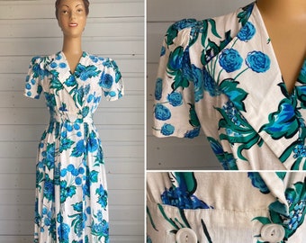 ORIGINAL 40s/ 50s SURFRIDERS WRAP Print Dress