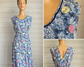 ORIGINAL 1940s HOUSEDRESS CHORE Dress Utility Wrap Print