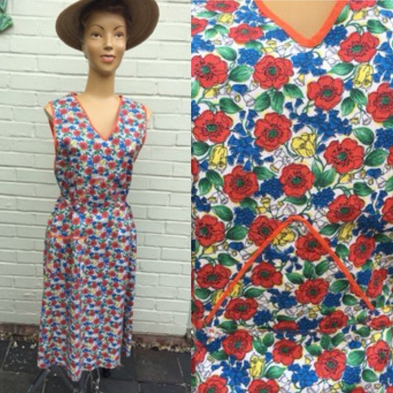 ORIGINAL 1940s COTTON HOUSE Chore Dress