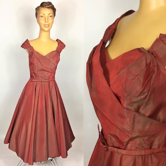 ORIGINAL 1940s/ 1950S TAFFETA EVENING Dress