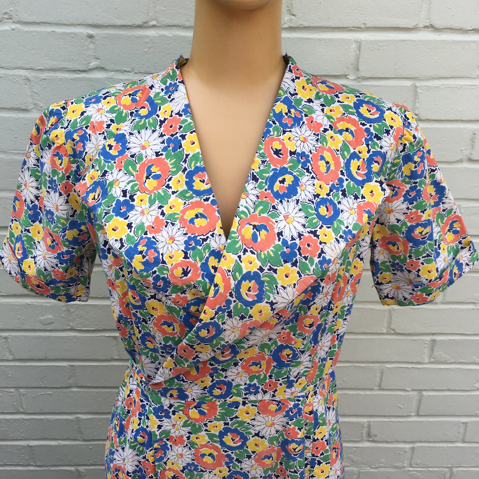 ORIGINAL 1930s /40s COTTON HOUSE Floral Print Dress Etsy