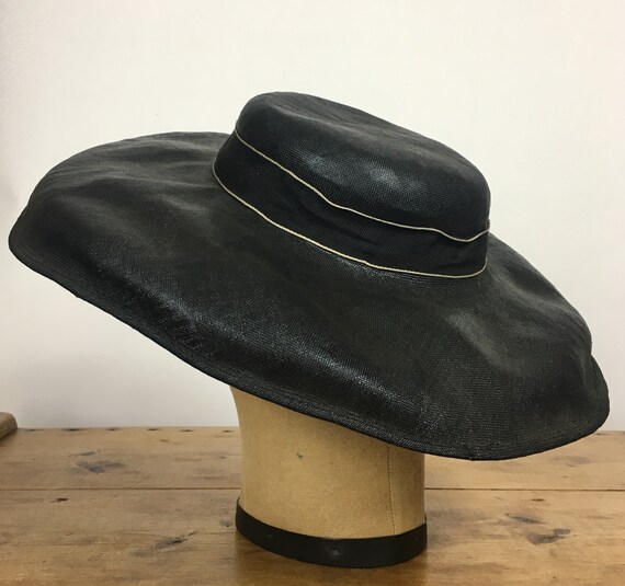 1940'S/ 50'S STRAW PICTURE HAT Black