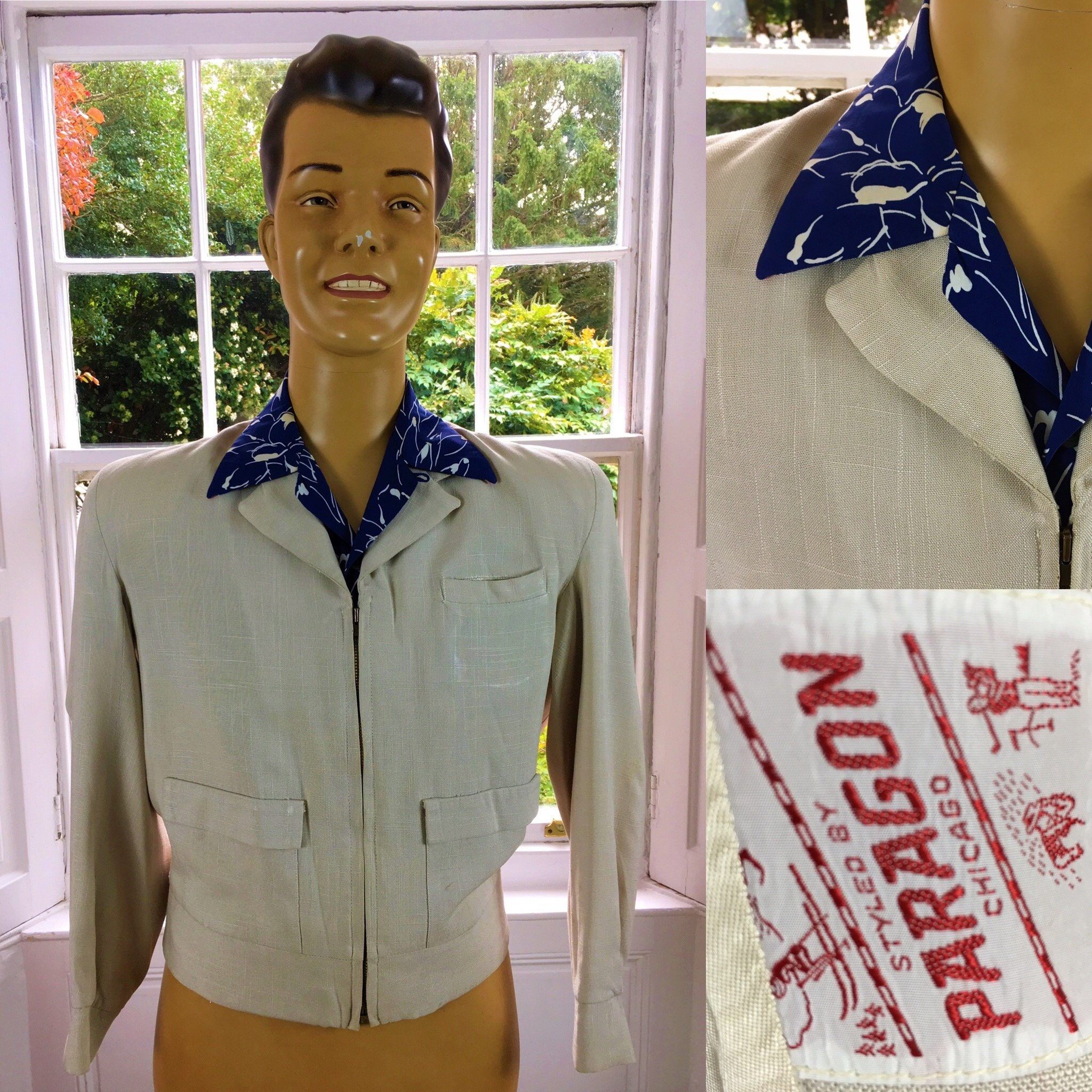 Image of Original 1950's Cream Linen Ricky Jacket By Paragon